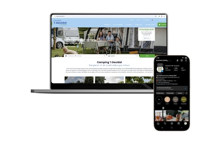 Website en social media mock-up Geuldal Leisure